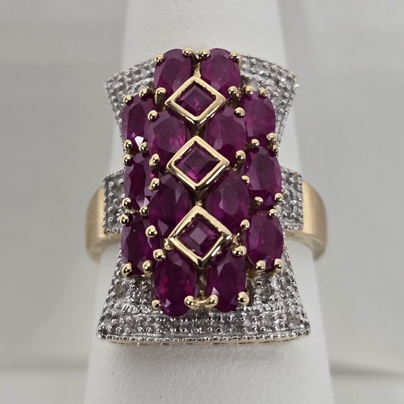 Watch Video / Heirloom 14K Gold Ruby and Diamond Cocktail Ring - Picture 3 of 12